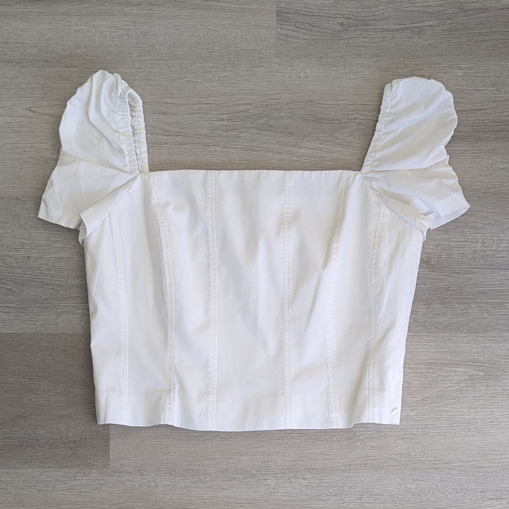 Gianni Bini White Ruffle-Sleeve Top